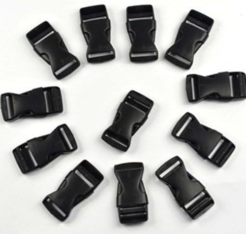 ANBANA ® 12 pcs black plastic 1-inch (25mm) flat side release buckles