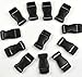 ANBANA ® 12 pcs black plastic 1-inch (25mm) flat side release buckles