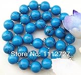 Anzona Natural Jewellery Beads Stone Beautiful Tempting 10Mm Blue Turkey Turquoise Necklace 18''