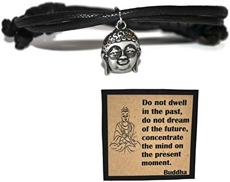 Buddha stainless steel charm on a waxed cotton cord and do not dwell quote note card