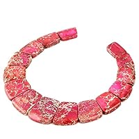 Baixiyan Gemstone 15pcs Trapezoidal Beads Set Imperial Sea Sediment Jasper Diy Jewelry Loose Beads (Pink)