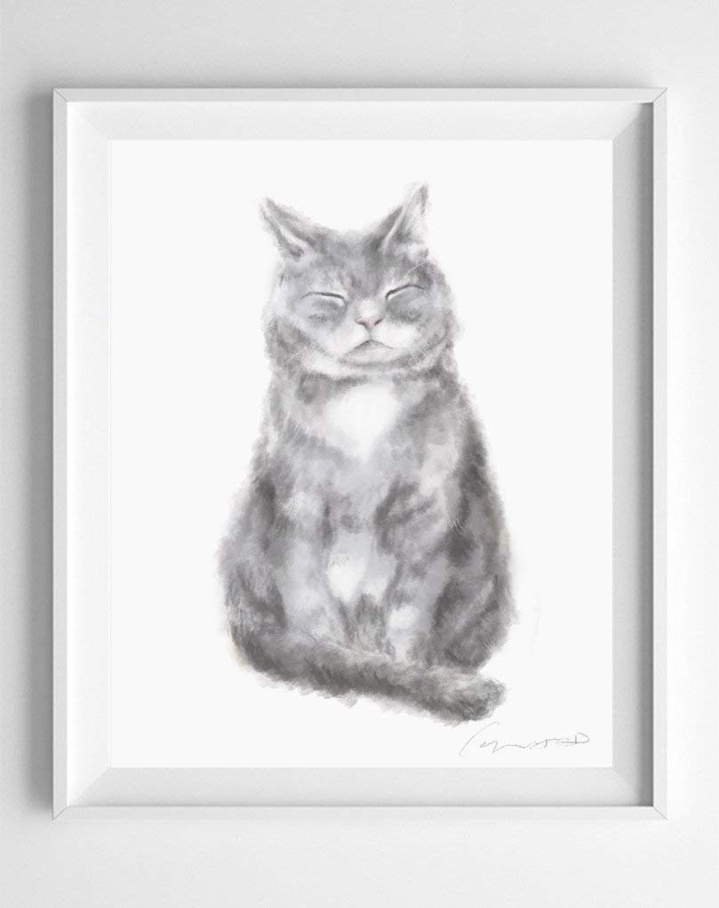 grey cat painting