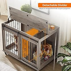 IchbinGo Dog Crate Furniture with Sliding Barn