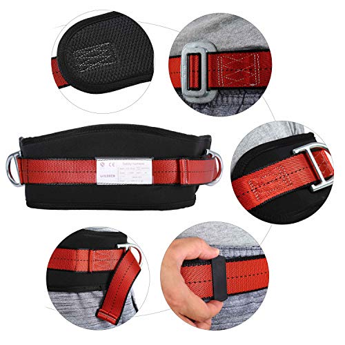 WILDKEN Body Belt with Waist Pad and Side D-Rings, Personal Protective Equipment Safety Climbing Harness (Red) - Thumbnail 5
