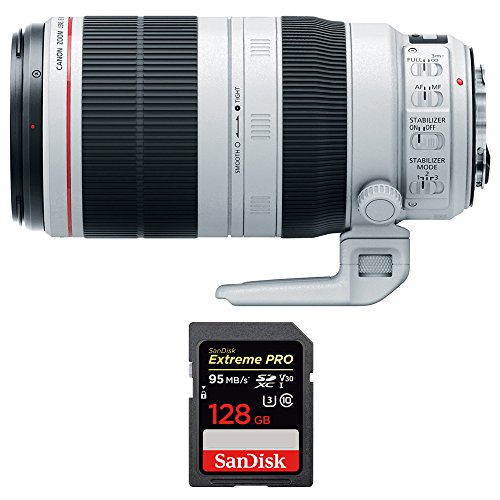 Canon (9524B002) EF 100-400mm F/4.5-5.6L IS II USM Lens W/ Sandisk Extreme PRO SDXC 128GB UHS-1 Memory Card