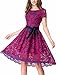 Noctflos Women's Floral Lace Cocktail Party Fit & Flare Dress for Wedding Guest