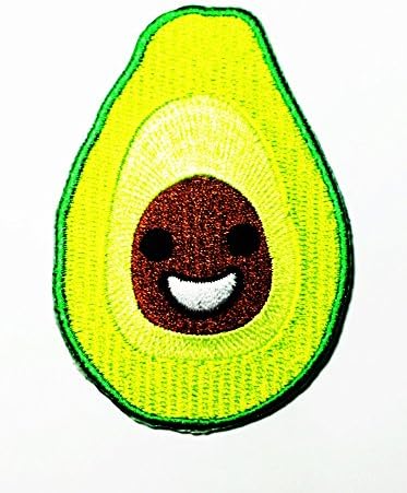 Avocado cartoon variety of fruits provide many benefits logo Sew Iron on Embroidered
