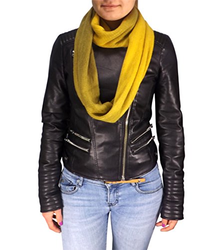 Peach Couture Cashmere feel Gorgeous Warm Two Toned Infinity loop neck scarf snood (Yellow)