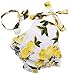 Fubin Baby Girl's Floral Print Ruffles Romper Summer Clothes With Headband,Yellow Lemon,13-24 months