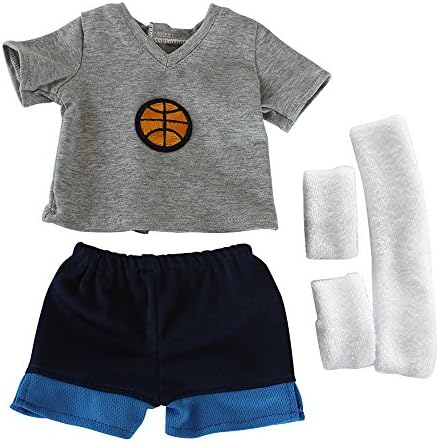 FARVISION GIRL 18 inch Baby Girls Boys Doll Clothes,Dolls Basketball Sports Uniform T-shirt Shorts Wristband Headband For 18 inch American Girl Doll &amp; Boy Doll
