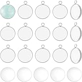UNICRAFTALE 20 Sets 20mm Stainless Steel Pendant Cabochon Settings Flat Round Blank Bezel Pendant Trays Pendants Making Kits and Clear Glass Cabochon for Necklace Craft Jewelry Making DIY