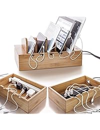 Prosumer's Choice   Estante de carga de bambú natural con cargador para smartphones y tablets