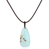 COAI Genuine Leather Necklace Teardrop Pendant, Peruvian Turquoise Crystal Necklace for Men Women