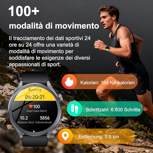 2026 New Men's Smartwatch with ECG+HRV/ChatGPT AI, 1.53 Inch Fitness Watch with Calls and LED Flashlight, 24h Sleep Monitor, Heart Rate Monitor, SpO2/Temperature/SOS, Compatible with Android and iOS