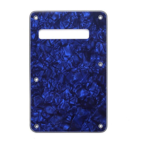 Musiclily 6 Hole Strat Back Plate Tremolo Cavity Cover Backplate for Fender USA/Mexico Made Standard Stratocaster Modern Style Electric Guitar, 4Ply Blue Pearl