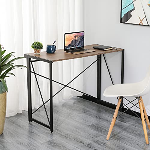Folding Computer Desk No Assembly Required，40 Inches Study Writing Desks Tables，Simple Desks for Home Office Small Spaces