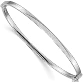 JewelryWeb 3mm 14k Solid White Gold Hollow Polished Hinged Bangle Bracelet Cuff Bracelet for Women