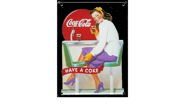 COCA COLA lata Metal de comedor pequeño Pub Sign : Amazon.es ...