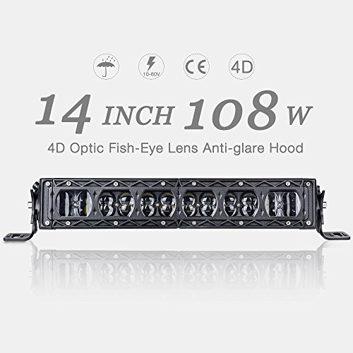 DWVO 108W 14 inch LED Light Bar High-Low Combo Beam Off Road Truck LED Work Lights with Wiring Harness, 3 Year Warranty