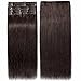 S-noilite Clip in Hair Extensions Real Human Hair, 16 Inch 90g 8pcs Human Hair Extensions Clip In Human Hair, Dark Brown Hair Extensions Clip In Remy Human Hair Extensions #2
