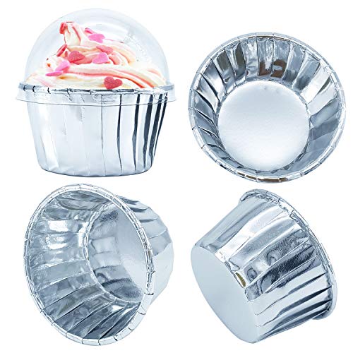 Foil Cupcake Liners with Lids 100Pack,FreeAir 3.5Oz Foil Baking Cups