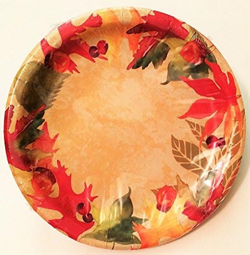 Thanksgiving Plates 18 Count Fall Table Cover Kitchen Home Harvest Decor Autumn Fall Decoration Decorations Maple Leaves