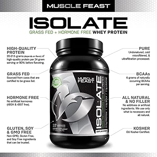 Muscle Feast GrassFed Whey Protein Isolate, All Natural Hormone Free