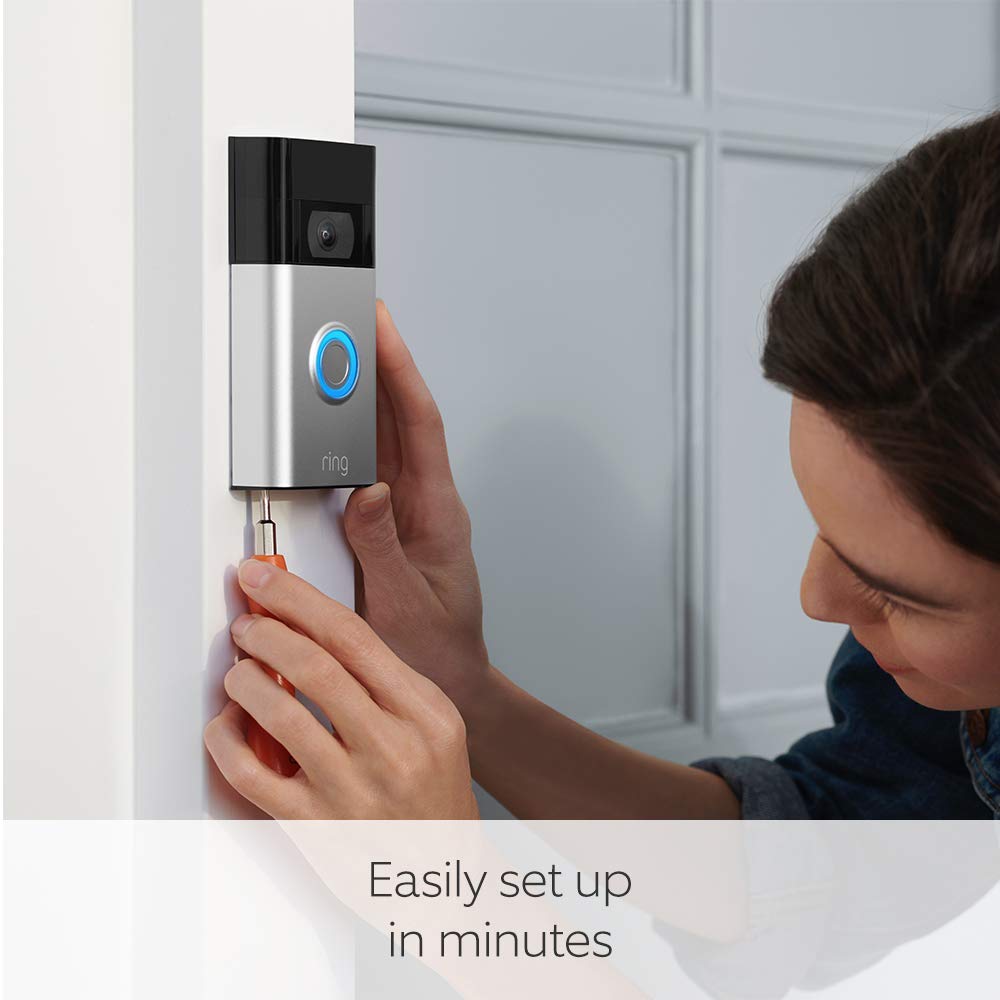 Certified Refurbished Ring Video Doorbell (2nd Gen)|Wireless Video Doorbell Security Camera with 1080p HD Video,battery-powered,Wifi,easy installation|Works with Alexa|30-day free trial of Ring Home
