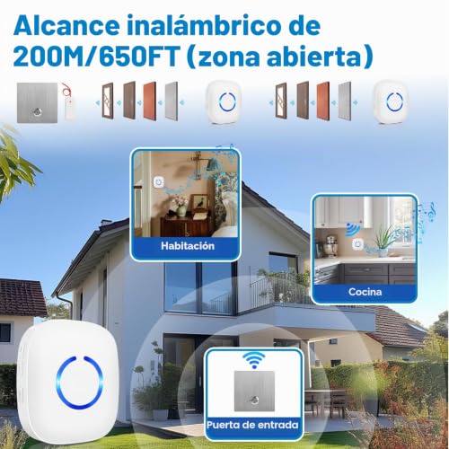 COTINSE Wireless Signal Repeater, Wireless Doorbell Extension, Wireless Gong Repeater Set, Doorbell Amplifier for existing Doorbells and Systems