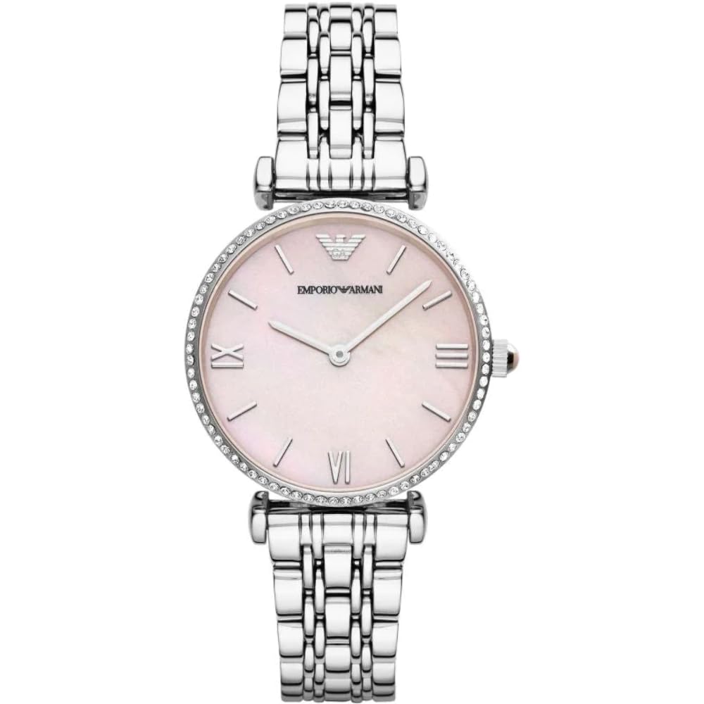 Emporio Armani Watch For Women, 32mm Two hand Quartz movement with Silver tone Stainless steel strap — image 1