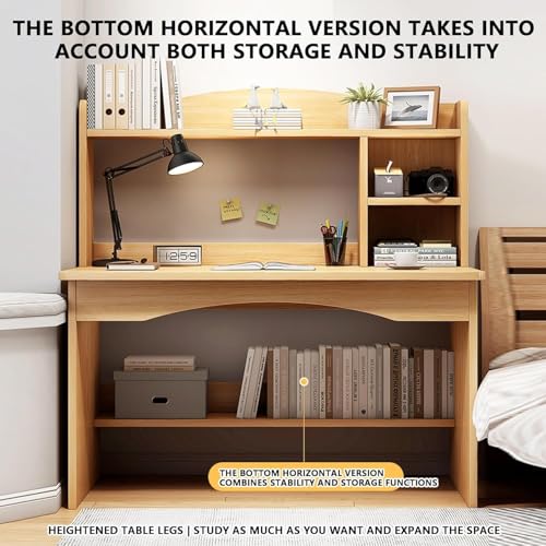 GGEROU Writing Study Table with Hutch Shelf and File Drawer,Large Computer Desk For Home Office,Standing Desk With Shelves Storag - Student Study Desk -Ideal for Gaming and Work (White)