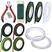 Supla 31 Pack Floral Arrangement Kit Green Brown Clear Floral Tape Waterproof Wire Cutter Stem Wire Floral Wire U Shaped Floral Pins for Bouquet Stem Wrap Florist