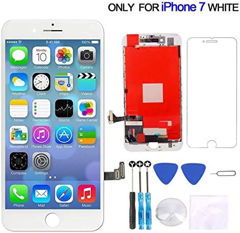 Screen Replacement Compatible with iPhone 7 Screen Replacement LCD Touch Screen Display Digitizer Assembly Replacement with Screen Protector and Repair Tools for iPhone 7 Screen Repair White