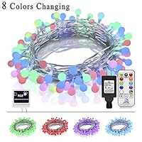 Fiee 8 Colors Change Globe Ball String Lights with Remote Control,33ft 96LED RGB Fairy Decoration Christmas Lights-with 52Modes and 6V Safe Voltage Plug in for Indoor Party Wedding Bedroom Garden