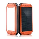 Solar Power Bank, PowerGreen10000mAh Solar Charger 2-Port USB - External Battery Pack charger for iPhone 6/6s,Andriod,HTC and More (Orange)