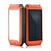 Solar Power Bank, PowerGreen10000mAh Solar Charger 2-Port USB - External Battery Pack Charger for iPhone 6/6s,Andriod,HTC and More (Orange)