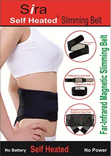 Sira Tourmaline Magnetic Slimming Belt Belly Fat Waist Belt Self Heated Belt Slim Belt Lower Back Pain Belt Lumbar Support Belt Slimming Belt Far Infrared Magnetic Belt (M, BLACK)