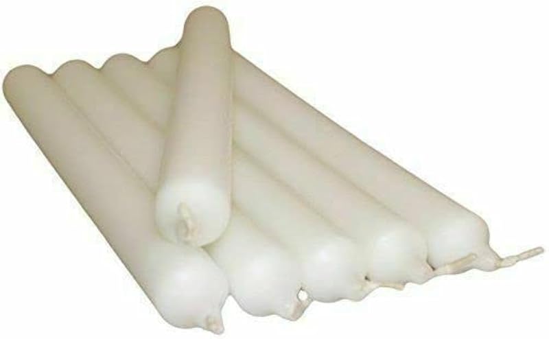 REQUISITE NEEDS Pack 10 Colourful Paraffin Wax Dinner Stick Candles White