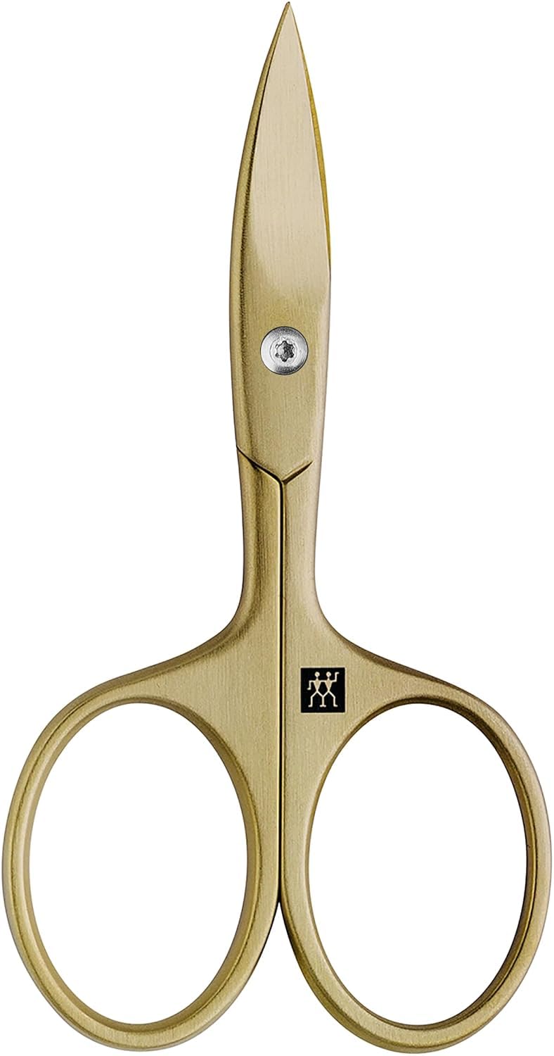ZWILLING Nail Scissors (Sharp, Slightly Curved Cutting Edge with Micro Serration, Hypoallergenic, for Fingernails and toenails), Premium, Gold, 90 mm