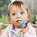 UniBetter Baby Food Feeder Pacifier 2 PCs Pacifier Clips 2 PCs Baby Feeding Spoons 3 PCs Replacement Silicone Pouches Baby Fruit Teething Toys for Toddlers Infant Baby Shower Gift (Blue Set)