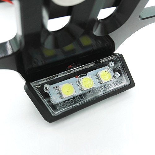 Heinmo Motocross Motorcycle Led Tail Light Adjustable License Number Plate Frame Holder Bracket Universal for Honda Yamaha(Black)