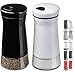 Salt and Pepper Shakers Set with Adjustable Pour Holes by CHEFVANTAGE - Black and White