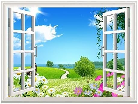 Amazon Co Jp ウォールステッカーエルフ ウォールステッカー 壁紙シール 窓 爽やかな空と小道 60cm 80cm 丘 小道 ホーム キッチン