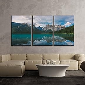 3 Piece Canvas Wall Art - Landscape Mountain and The Reflection on Water Surface - Modern Home Art Stretched and Framed Ready to Hang - 16"x24"x3 Panels