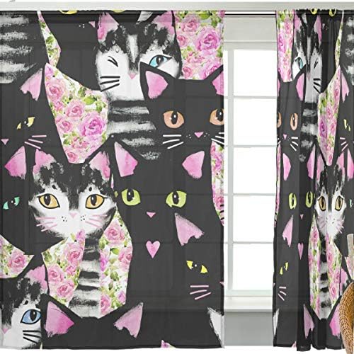Soresore ソレソレ レースカーテンミラーレースカーテン Uvカット 遮光 遮熱 断熱 カーテン ドアカーテン ミラーカーテン 黒猫 ねこ 猫柄 可愛い ハート ブラック 目隠し おしゃれ かわいい 幅140cmｘ0cm 2枚組 B0tfbwzn 2 396円 人気海外一番 100 品質保証