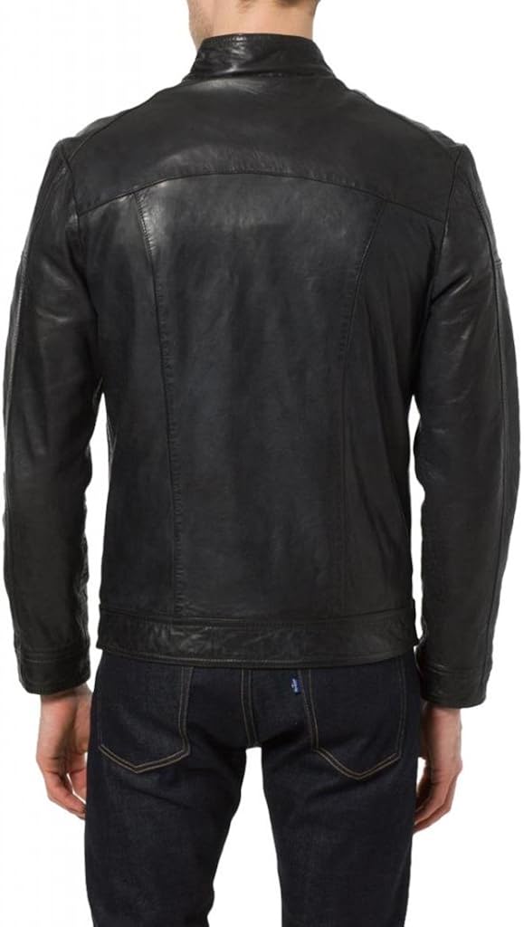 Pristine Leather Mens Biker Genuine Sheep Leather Slim Fit Bomber Party Jacket
