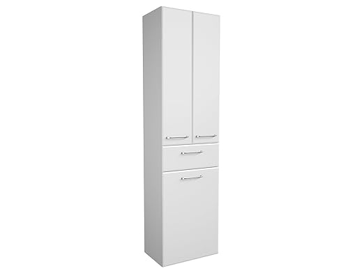 Hochschrank Ablageschrank Badschrank Seitenschrank Badmöbel Schrank Carrie II weiß-glanz/weiß-Hochglanz