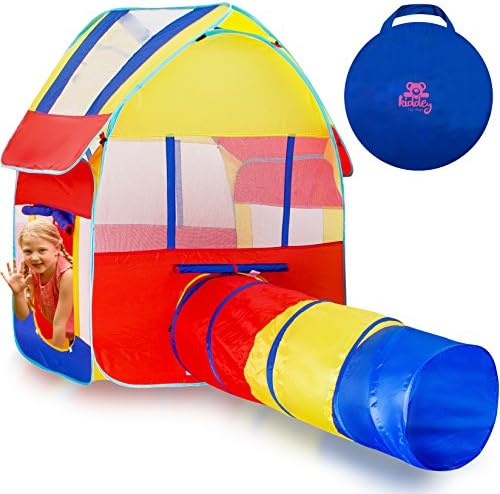Kiddey Kids Playhouse Tent With Tunnel -Pop Up no Assembly Required- Large Indoor &amp; Outdoor Play Tent For Boys &amp; Girls, With Convenient Carry Case for Easy Storage and Travel, Perfect Gift For Kids