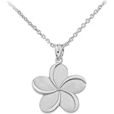 Claddagh Gold Fine 925 Sterling Silver Hawaiian Plumeria Flower Pendant Necklace