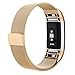 AK for Fitbit Charge 2 Bands, Adjustable Milanese Stainless Steel Metal Band Strap With Magnetic Closure Clasp For Fit Bit Charge 2 HR Fitness Tracker (Gold, Small)